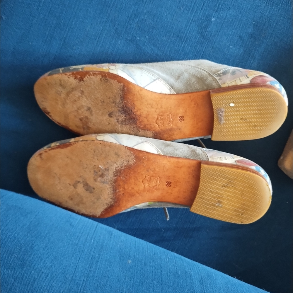 Catherine Parra Leather + Suede And Patchwork Floral Flat Shoes 38 - Picture 8 of 9